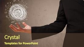  Presentation with chaos - Audience pleasing theme consisting of businessman presenting chaos concept in her palm backdrop and a tawny brown colored foreground