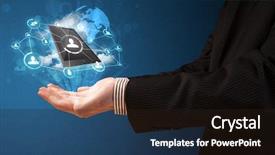  Presentation with cloud technology - Audience pleasing slide set consisting of businessman presenting cloud technology backdrop and a wine colored foreground