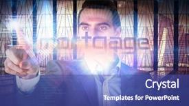  Presentation with mortgage - Cool new theme with businessman presenting the word mortgage against room with large window looking on city backdrop and a ocean colored foreground