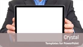  Presentation with product - Amazing PPT theme having businessman-presenting-your-product backdrop and a gray colored foreground