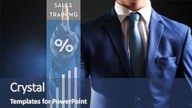  Presentation with sales - PPT theme enhanced with businessman presents sales training background and a ocean colored foreground