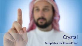  Presentation with arabic music arab man playing - PPT theme consisting of businessman pressing - arabian man pointing with finger background and a lemonade colored foreground