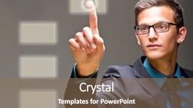  Presentation with european union flage animation - Slides enhanced with businessman pressing - young european male model is background and a coral colored foreground