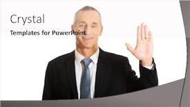  Presentation with abstract - Presentation design enhanced with businessman pressing abstract screen background and a white colored foreground