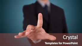  Presentation with action button - PPT theme featuring businessman pressing an imaginary button background and a red colored foreground