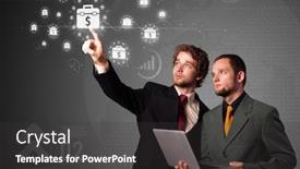  Presentation with modern - Cool new slides with businessman-pressing-business-type backdrop and a dark gray colored foreground