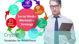  Presentation with strategy - Amazing slide set having businessman-pressing-button-in-smm backdrop and a arctic colored foreground