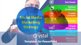  Presentation with strategy - Beautiful PPT layouts featuring businessman-pressing-button-in-smm backdrop and a teal colored foreground