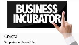  Presentation with business incubator - Amazing slide deck having businessman pressing button backdrop and a white colored foreground