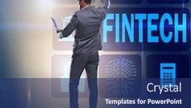  Presentation with fintech - Audience pleasing slide set consisting of pressing buttons in fintech concept backdrop and a navy blue colored foreground