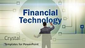  Presentation with fintech - Audience pleasing presentation design consisting of businessman pressing buttons in fintech backdrop and a mint green colored foreground