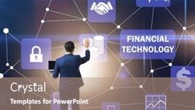  Presentation with fintech - Slides having businessman-pressing-buttons-in-fintech background and a coral colored foreground