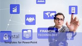  Presentation with fintech - Slides with businessman-pressing-buttons-in-fintech background and a light blue colored foreground