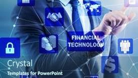  Presentation with fintech - Amazing theme having businessman-pressing-buttons-in-fintech backdrop and a ocean colored foreground