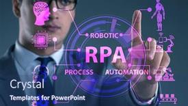  Presentation with concept - Presentation theme enhanced with businessman-pressing-buttons-in-rpa background and a ocean colored foreground