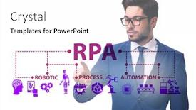  Presentation with concept - PPT theme having businessman-pressing-buttons-in-rpa background and a white colored foreground