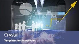  Presentation with high tech technology - Presentation design having businessman pressing high tech type background and a ocean colored foreground