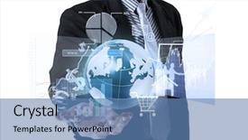  Presentation with high tech technology - Amazing theme having businessman pressing high tech type backdrop and a teal colored foreground