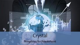  Presentation with modern tech - Amazing presentation theme having businessman pressing high tech type backdrop and a teal colored foreground