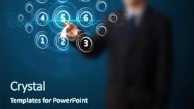  Presentation with high tech - Presentation theme with businessman pressing high tech type background and a ocean colored foreground