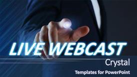  Presentation with internet of things iot concept - Amazing presentation design having businessman pressing live webcast button backdrop and a navy blue colored foreground