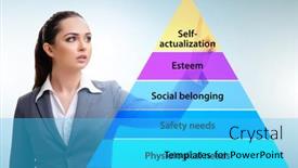  Presentation with people special needs - PPT theme consisting of businessman-pressing-to-maslow-hierarchy background and a cyan colored foreground