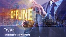  Presentation with virtual award ceremony - Cool new theme with businessman pressing virtual button offline backdrop and a ocean colored foreground