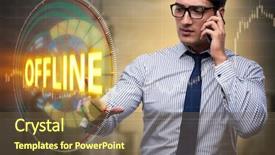  Presentation with virtual learning for adults - Beautiful theme featuring businessman pressing virtual button offline backdrop and a  colored foreground