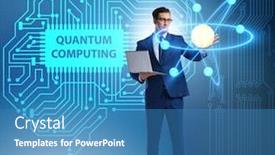  Presentation with quantum computing - Amazing theme having businessman-pressing-virtual-button backdrop and a teal colored foreground