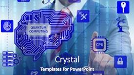  Presentation with quantum - PPT layouts consisting of businessman-pressing-virtual-button background and a ocean colored foreground