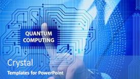  Presentation with quantum computing - Theme with businessman-pressing-virtual-button background and a teal colored foreground