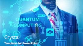  Presentation with quantum computing - Audience pleasing theme consisting of businessman-pressing-virtual-button backdrop and a teal colored foreground