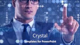  Presentation with futuristic - Slide deck having businessman-pressing-virtual-buttons background and a ocean colored foreground