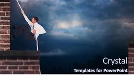  Presentation with red brick wall - Colorful slide set enhanced with businessman pulling a rope against red brick wall backdrop and a navy blue colored foreground