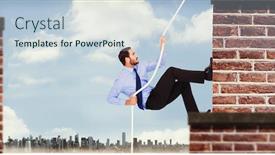  Presentation with red brick wall - Cool new theme with businessman pulling a rope with effort against red brick wall backdrop and a lemonade colored foreground