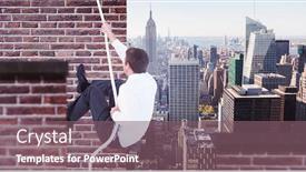  Presentation with red brick wall - Slide set featuring businessman pulling a rope with effort against red brick wall background and a violet colored foreground