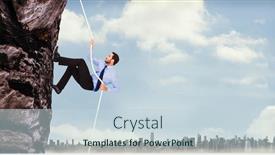  Presentation with effort - Theme having businessman pulling a rope with effort against large city on the horizon background and a lemonade colored foreground