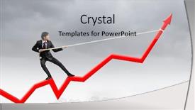  Presentation with rope - PPT theme featuring arrows up - businessman pulling arrow with rope background and a light gray colored foreground