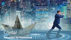  Presentation with boat - Colorful slide set enhanced with businessman-pulling-boat-made backdrop and a teal colored foreground