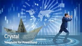  Presentation with tug boat - PPT layouts featuring businessman pulling boat made background and a teal colored foreground