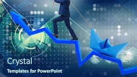  Presentation with tramsmission line - Presentation having businessman-pulling-boat-over-line background and a ocean colored foreground