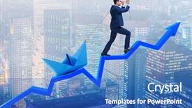  Presentation with boat - Cool new slides with businessman pulling boat over line backdrop and a teal colored foreground