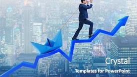  Presentation with boat - Amazing theme having businessman pulling boat over line backdrop and a teal colored foreground