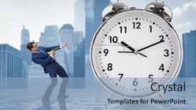  Presentation with time management - Slides consisting of businessman pulling clock in time background and a light blue colored foreground