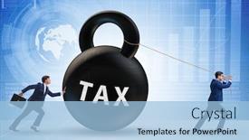  Presentation with tax - Presentation consisting of businessman-pulling-kettlebell-in-tax background and a light blue colored foreground