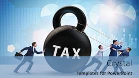  Presentation with tax - Slide deck with businessman-pulling-kettlebell-in-tax background and a teal colored foreground