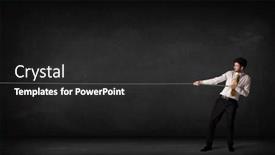  Presentation with rope - Amazing PPT layouts having businessman-pulling-rope-on-grey backdrop and a dark gray colored foreground