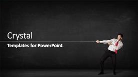  Presentation with rope - PPT layouts consisting of businessman-pulling-rope-on-grey background and a dark gray colored foreground