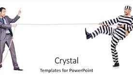  Presentation with rope - Colorful slide set enhanced with businessman-pulling-rope-on-white backdrop and a white colored foreground