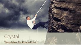  Presentation with horizon - Audience pleasing PPT theme consisting of businessman pulling rope while sitting on cube against city on the horizon backdrop and a lemonade colored foreground